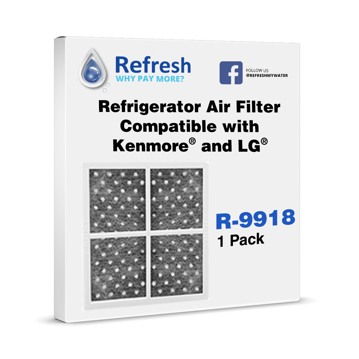 Refresh R-9918 Replacement Air Filter, 3-Pack - Fits Kenmore 469918, LG LT120F, LFX29927ST, and more!