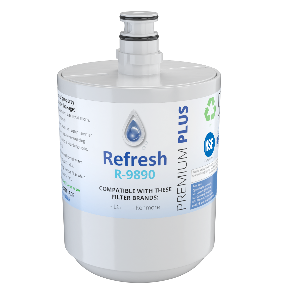 Refresh R 003 Water Filter Refresh R-9890 Replacement Water Filter - Fits LG LT500P, LFX25973ST ...