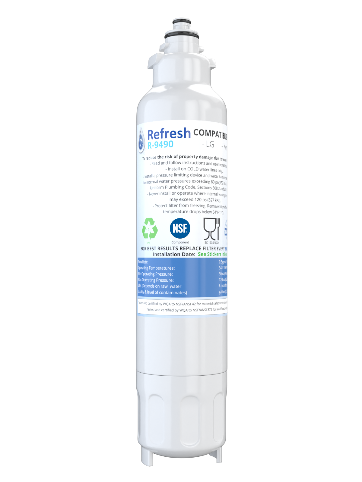 Refresh R-9490 Replacement Water Filter - Fits Kenmore 9490, 469490, ADQ73613402, and more!