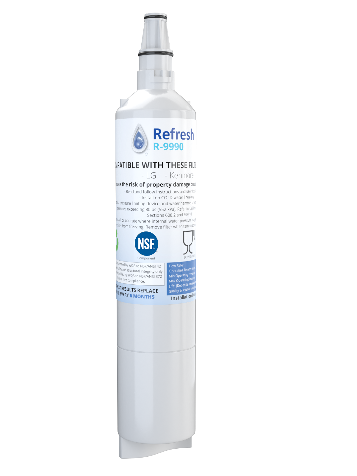 Refresh R-9990 Replacement Water Filter - Fits LG 5231JA2006A, and more!
