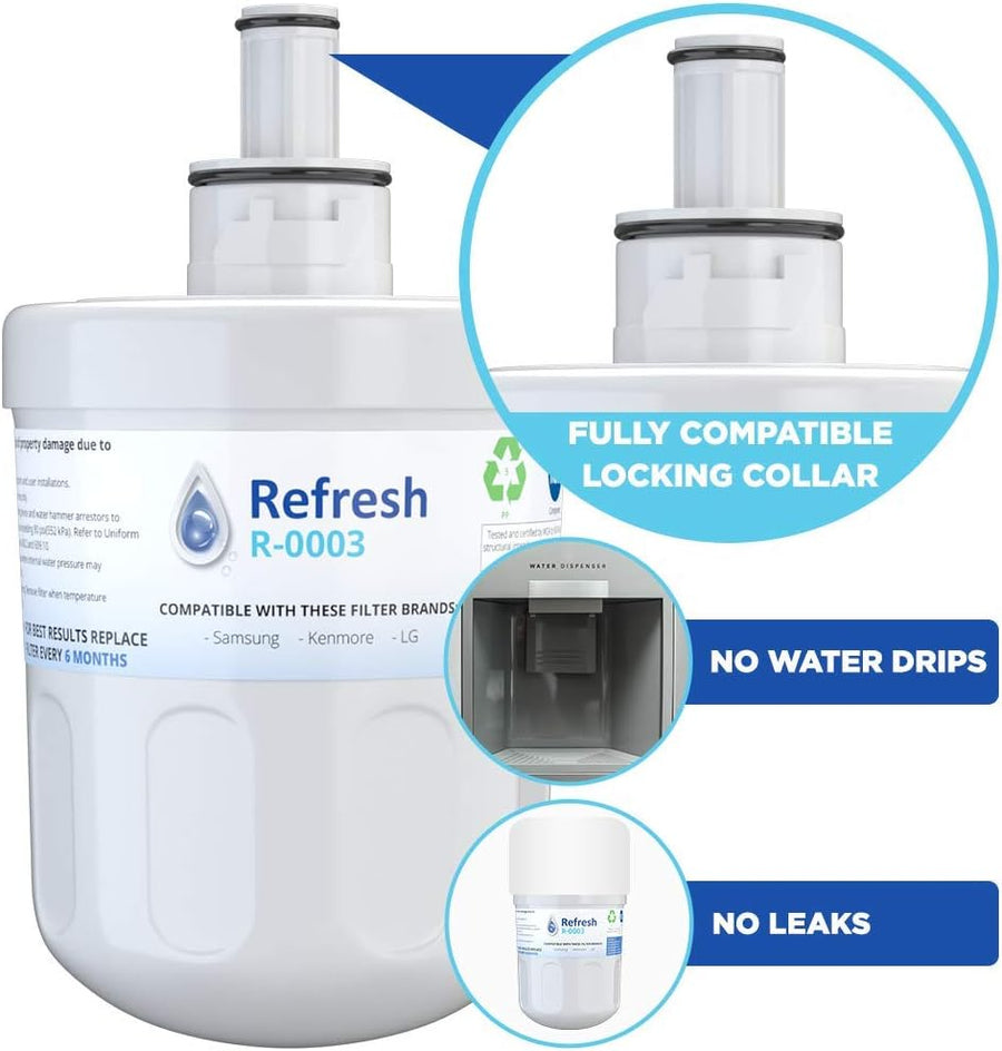 Refresh R-0003 Replacement Water Filter - Fits Samsung Aqua-Pure Plus DA29-00003G, RF263AEBP, RS22HDHPNSR